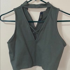 Green Sleeveless Crop Top